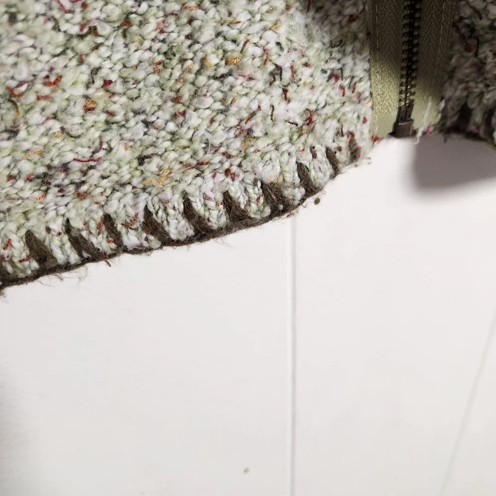 Vtg Christopher & Banks Hand Embroidered Oatmeal Zipper Sweater Vest Size 1x